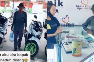 Kisah bapak beli smartphone pakai uang receh sekarung, bikin haru