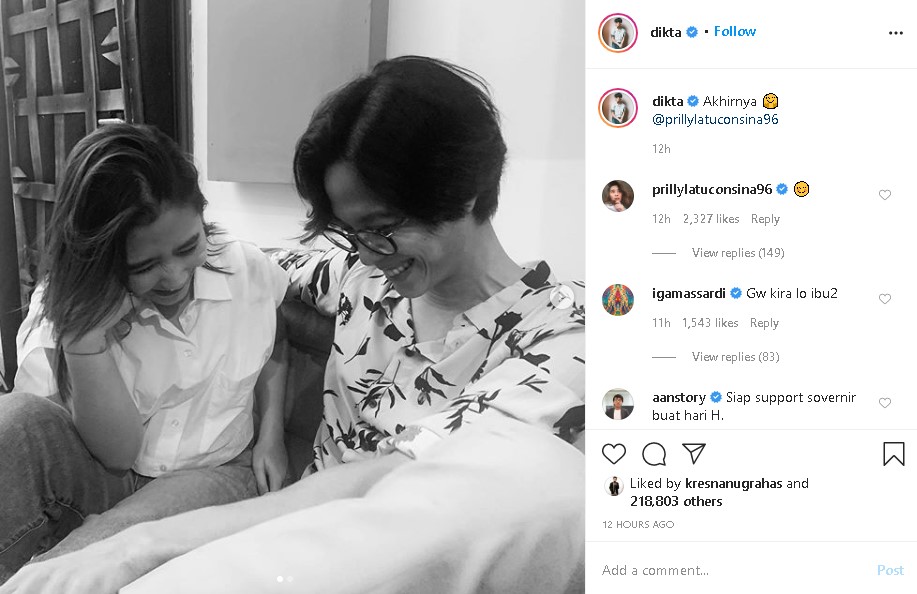Kompak unggah foto bareng, Prilly Latuconsina & Dikta bikin penasaran