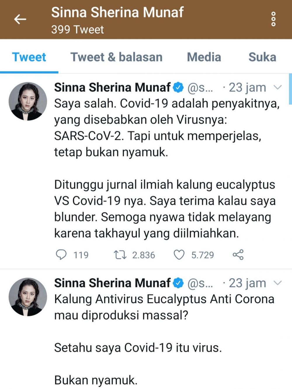 Kritik soal kalung anticorona, unggahan Sherina jadi sorotan