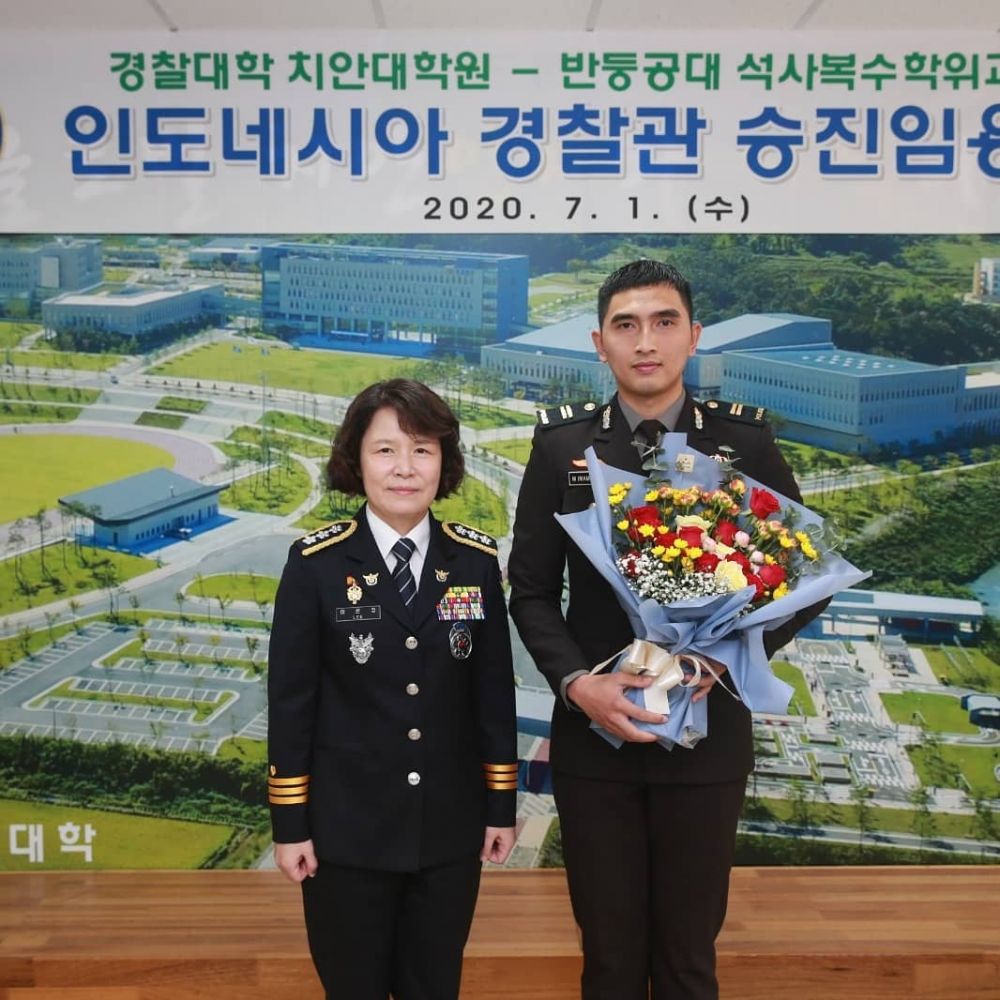 7 Potret tampan Fadhil, Perwira Polri yang naik pangkat di Korea