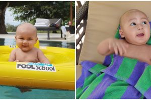 9 Potret Kiano Tiger Wong berjemur sambil berenang, bikin gemas