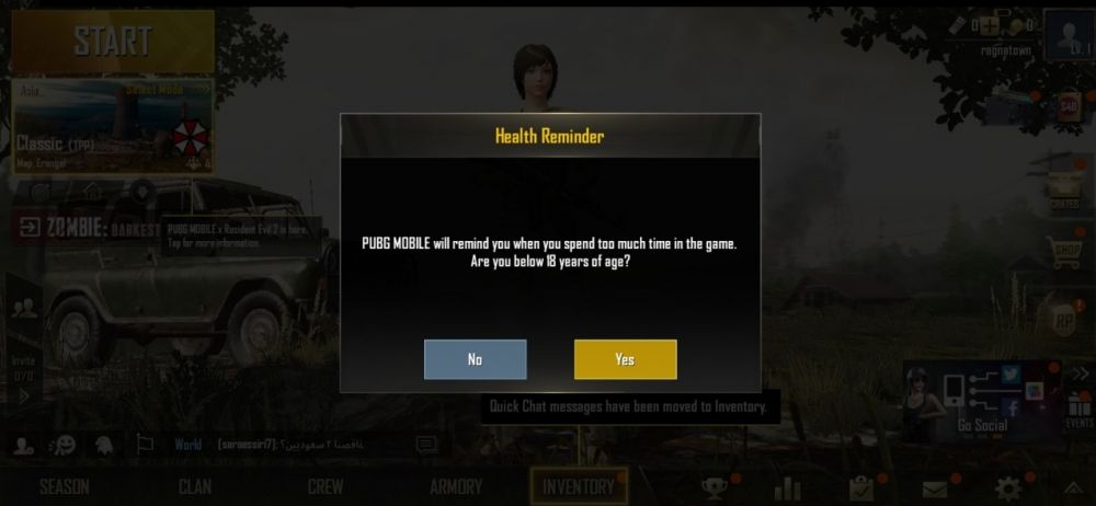 PUBG Mobile perkenalkan fitur terbaru agar kamu ingat kesehatan