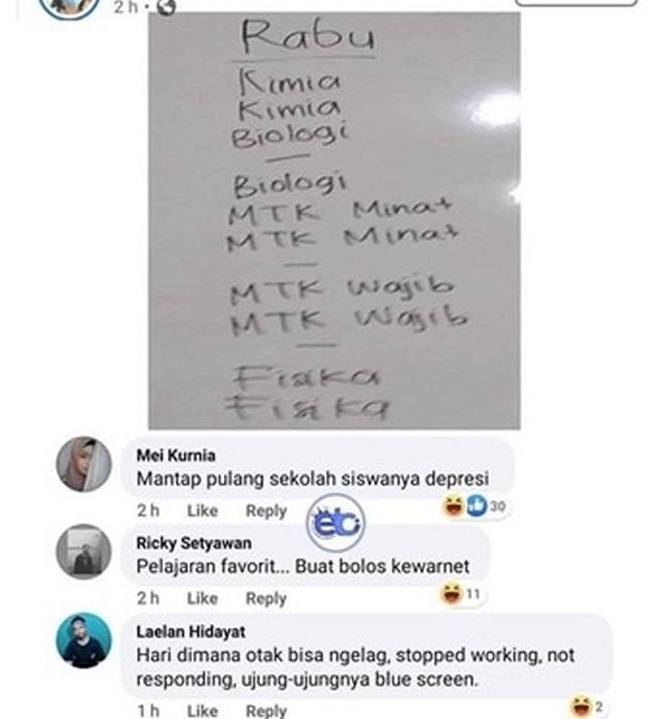 9 Potret jadwal pelajaran ini bikin siswa garuk-garuk kepala