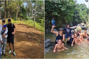 10 Momen keluarga Marcella Zalianty jelajah alam, mandi di sungai