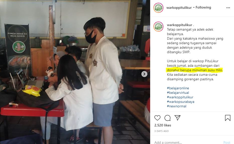 Viral warung sediakan wifi & teh gratis bagi siswa belajar online