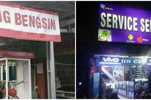 10 Spanduk jualan dengan kearifan lokal ini bikin ketawa