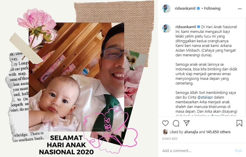 7 Momen manis Ridwan Kamil dan Atalia bareng anak angkatnya