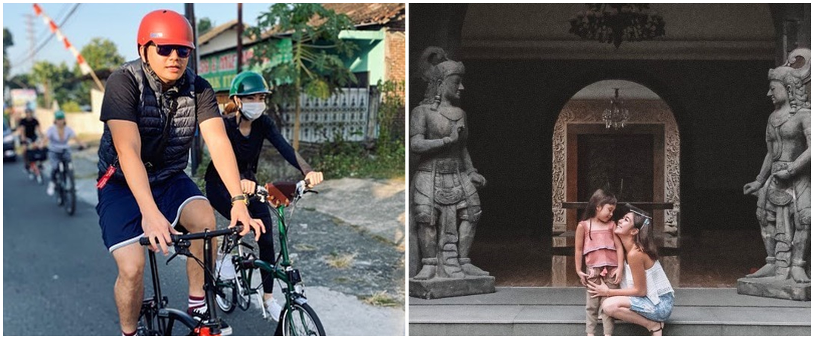 8 Potret Gisel dan Wijin liburan ke Jogja, gowes blusukan ke sawah