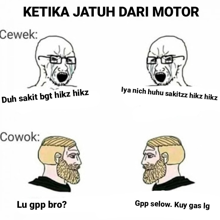 10 Meme beda gaya cewek & cowok saat naik motor, kocak