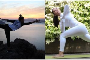 Pose lentur 9 seleb cantik saat yoga, Inul split di atas mobil mewah