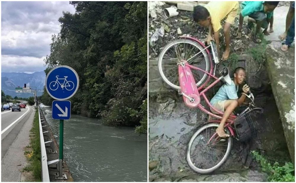 10 Editan foto jalur sepeda di sungai ini nyelenehnya bukan main