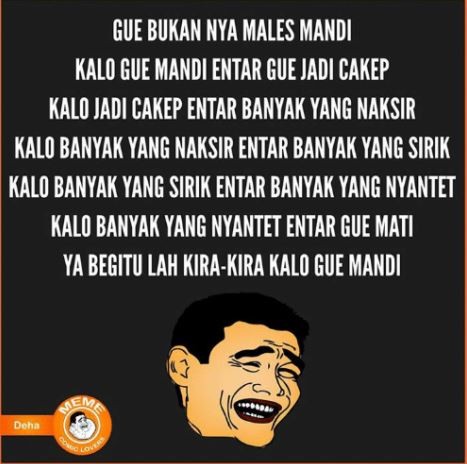 13 Meme lucu malas mandi ini bikin generasi rebahan setuju