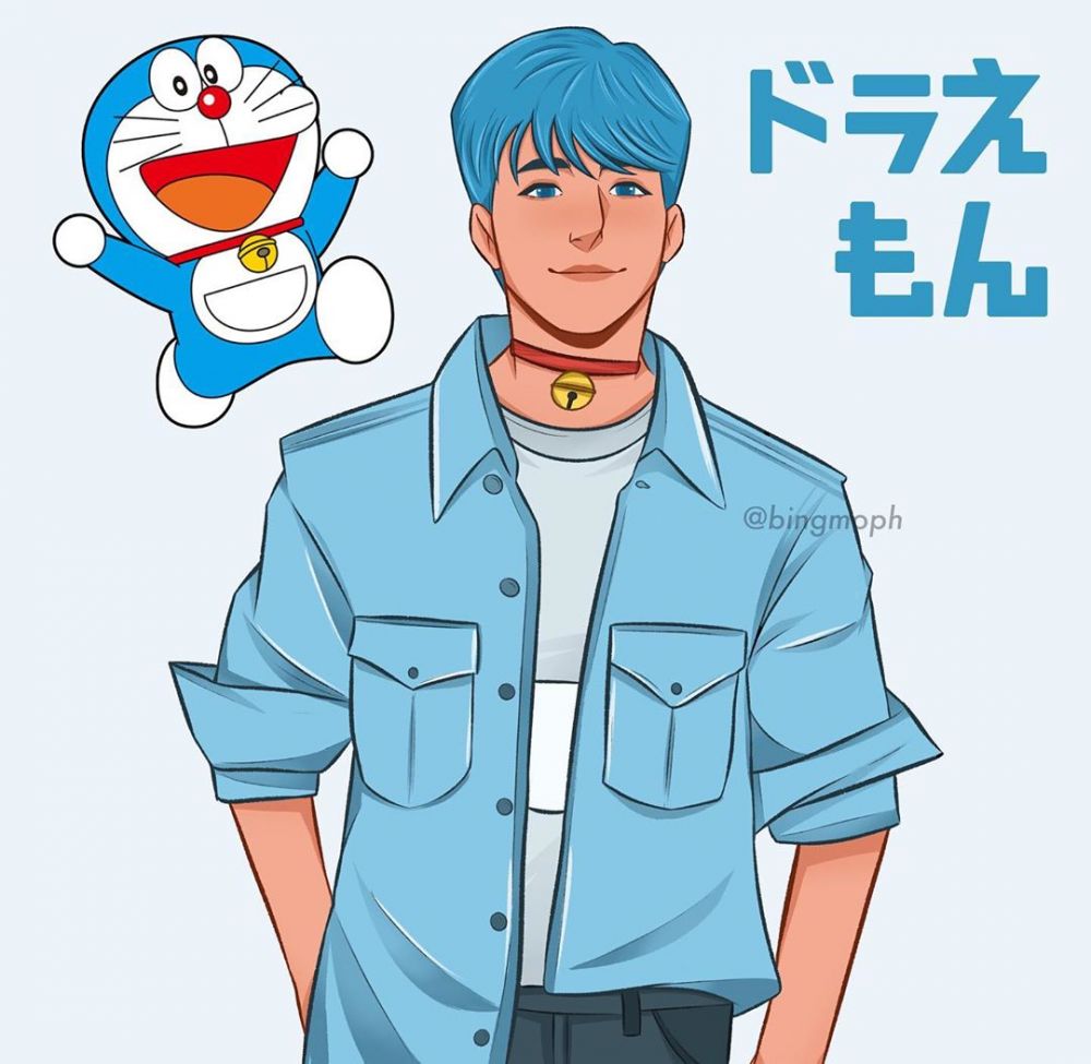 10 Ilustrasi tokoh kartun Doraemon & Shinchan ketika dewasa, kece abis