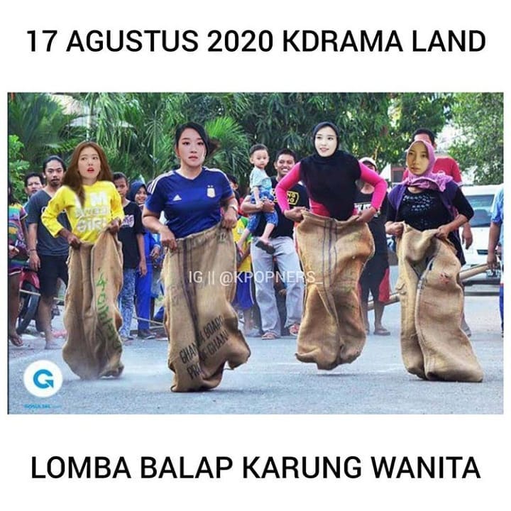 7 Editan seleb Korea lomba 17-an, Kim Soo-hyun balap karung