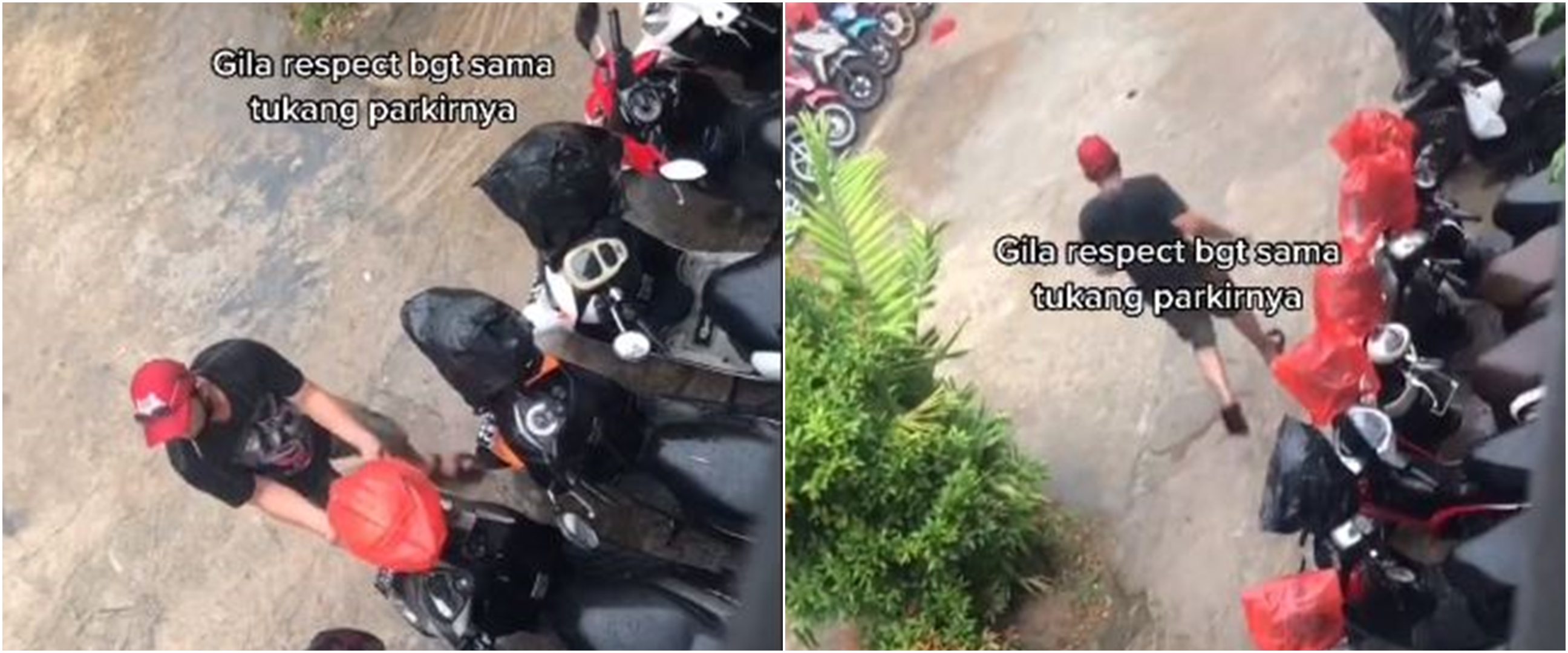 Tukang parkir ini rela basah kuyup demi amankan helm pengunjung, salut