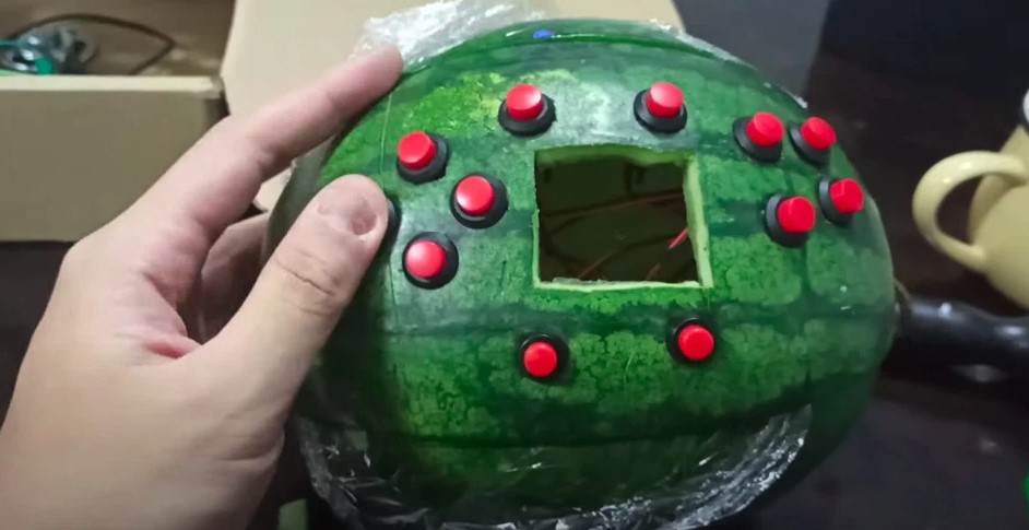 Viral konsol video game dibuat dari kulit semangka, unik banget