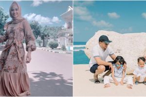 8 Momen Poppy Bunga & keluarga liburan di Bali, photoshoot di pantai