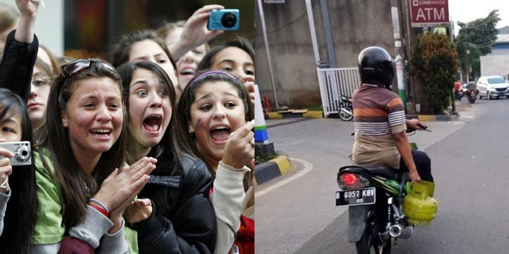 9 Editan penonton kagum atraksi pengendara, bikin cekikikan