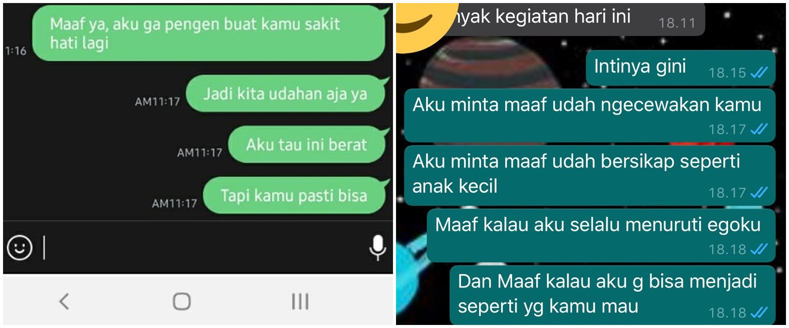 9 Chat minta maaf pas putus ini lucunya bikin senyum nyesek