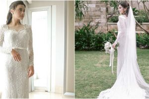 11 Potret detail gaun pernikahan Audi Marissa, gunakan bahan kristal