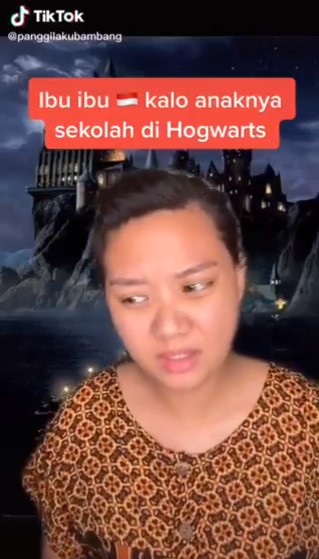 Viral video TikTok emak yang anaknya sekolah di Hogwarts, kocak