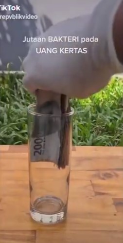 Viral video cek bakteri uang kertas lewat rendaman air, ngeri