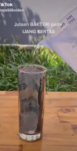 Viral video cek bakteri uang kertas lewat rendaman air, ngeri