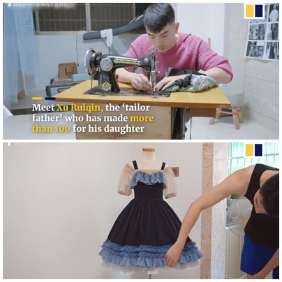 Kisah seorang pria di China jahit 100 gaun sendiri untuk sang anak