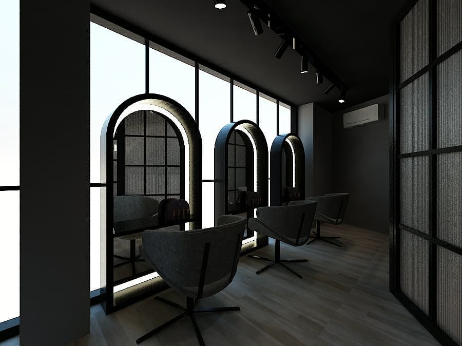 10 Potret desain interior salon Ivan Gunawan, bertema monokrom