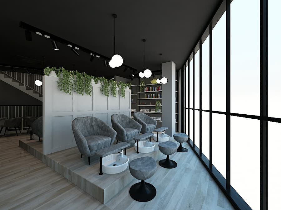 10 Potret desain interior salon Ivan Gunawan, bertema monokrom