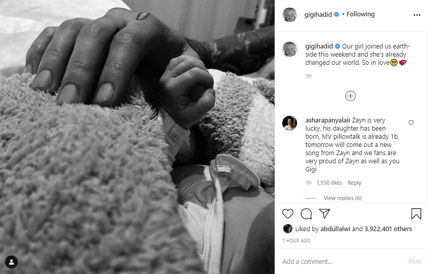 Gigi Hadid melahirkan, Zayn Malik ungkap pesan haru