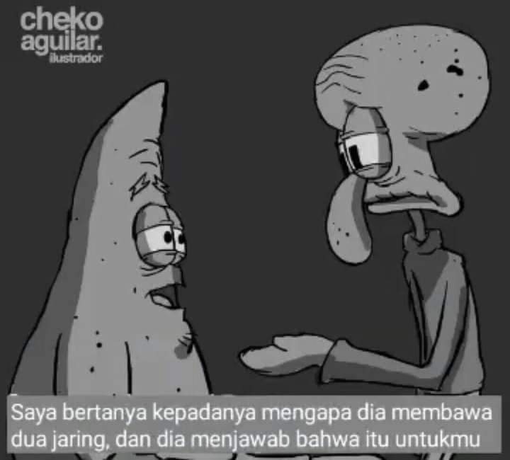 Curhatan imajiner Squidward atas kepergian Spongebob & Patrick, haru