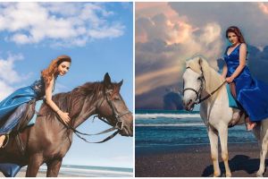 10 Gaya pemotretan Ashanty dan Aurel naik kuda, bak lukisan