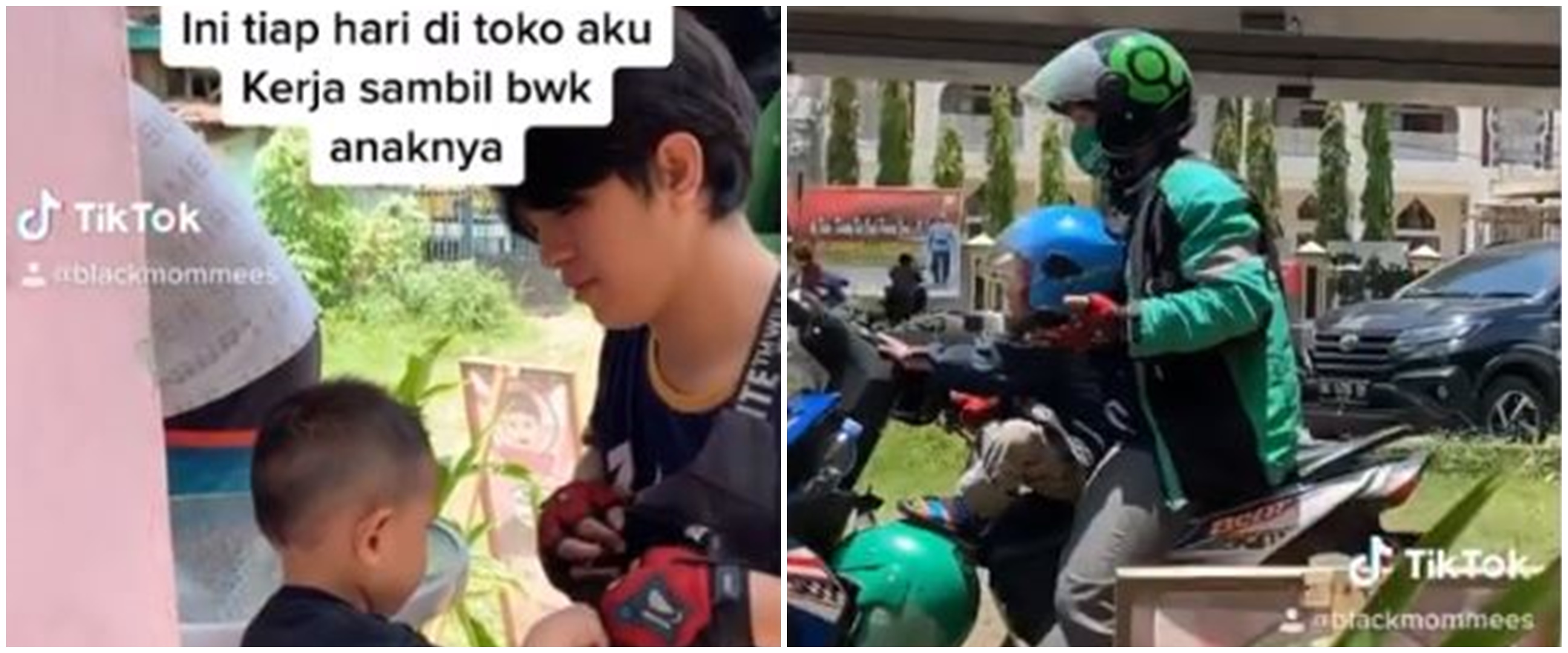 Kisah haru driver ojek online mirip seleb Korea asuh anak sambil kerja