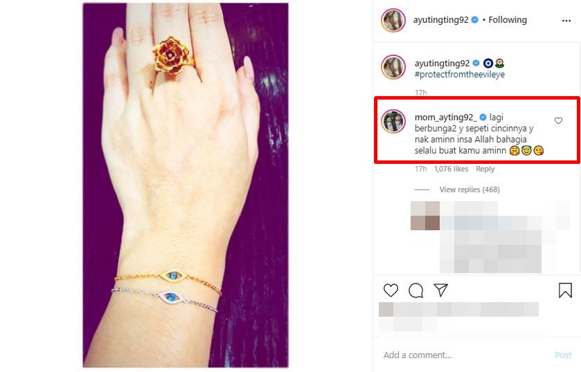 Ayu Ting Ting unggah foto pakai cincin, komentar ibunya jadi sorotan