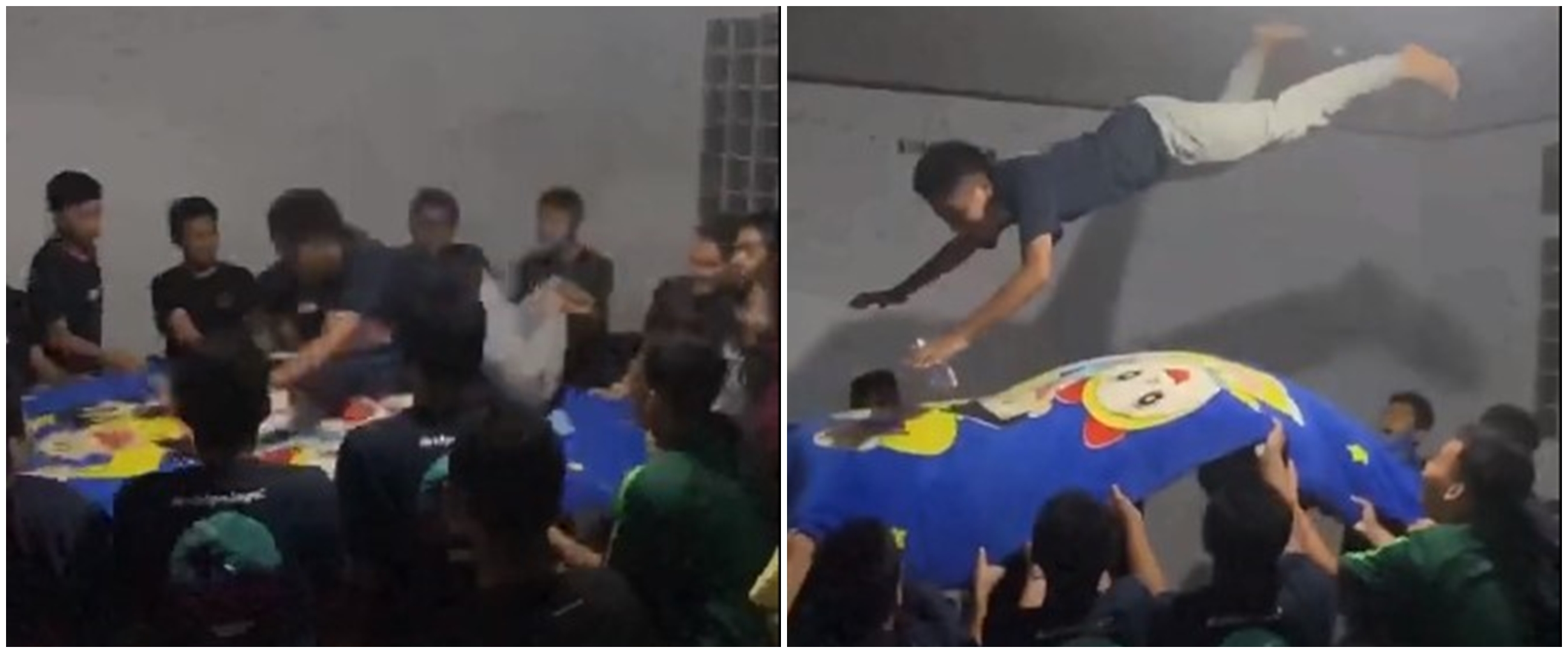 Aksi remaja main 'trampoline' sampai plafon hancur, kocak tapi kasihan