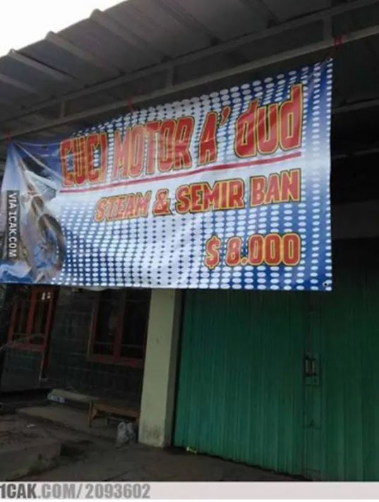 10 Spanduk lucu promosi cuci kendaraan ini bikin gagal paham