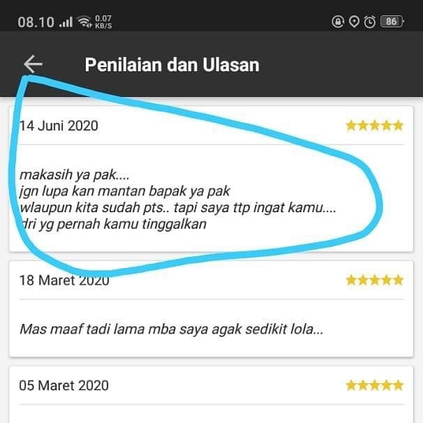 10 Testimoni lucu bintang lima di aplikasi ojek online, bikin nyengir
