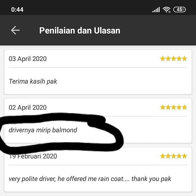 10 Testimoni lucu bintang lima di aplikasi ojek online, bikin nyengir