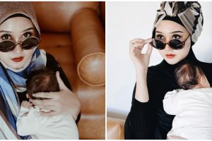 9 Momen Dian Pelangi pemotretan sambil momong anak, gayanya stylish