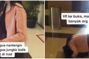 Aksi perempuan saat ditantang jungkir balik di mall, endingnya kocak