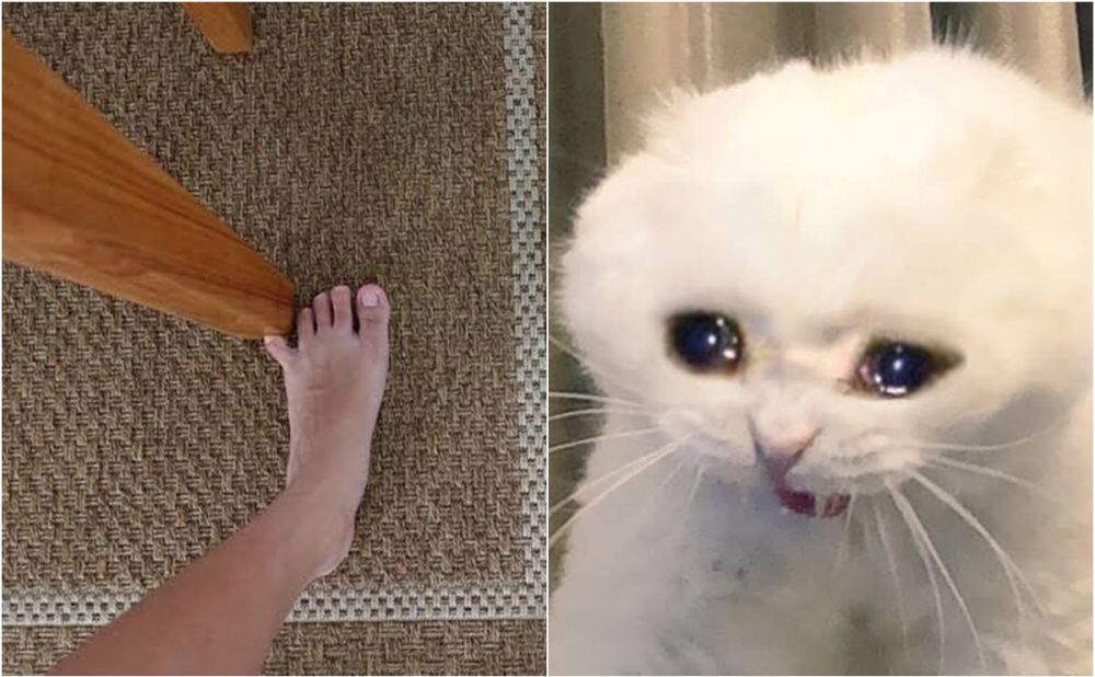 10 Meme lucu ketika jari kaki kena meja, bikin cekikikan ngilu