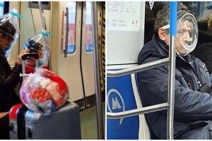 20 Potret penumpang kereta kenakan masker absurd, nyeleneh banget