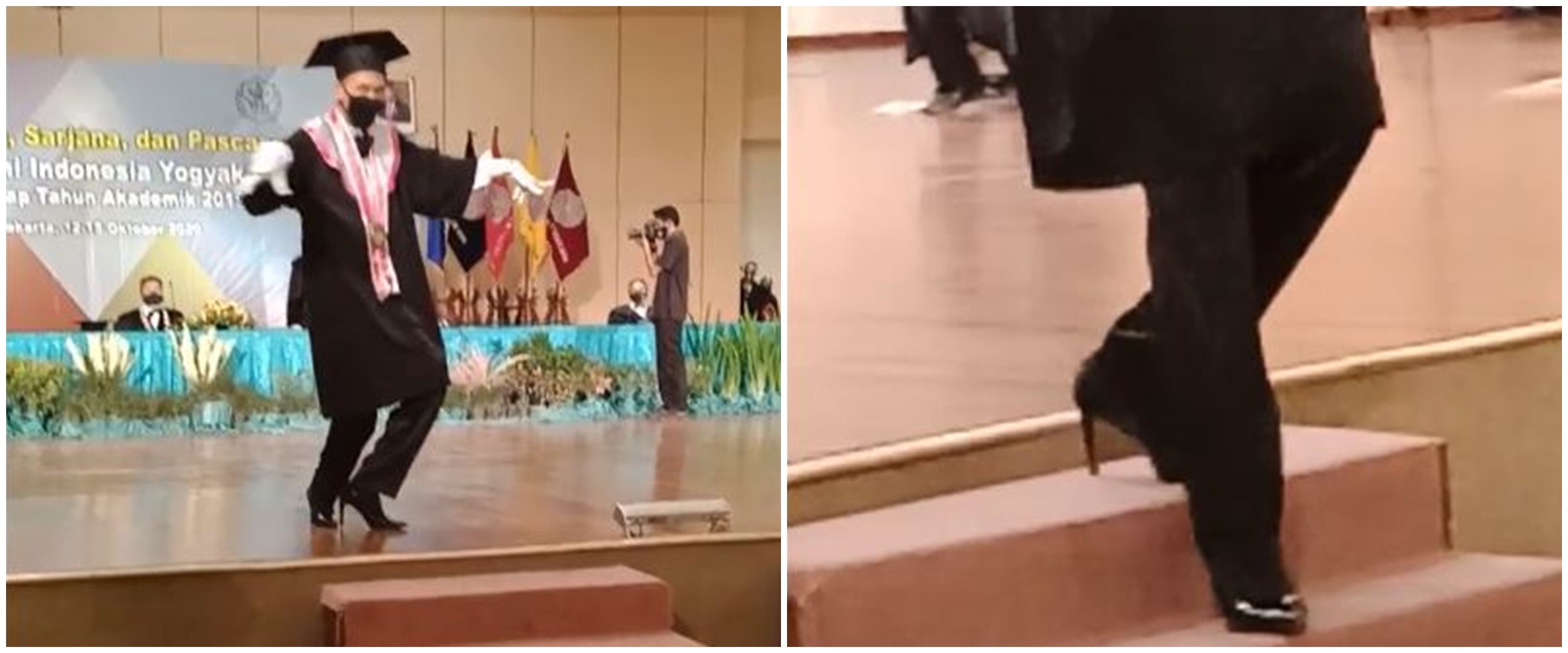 Pakai high heels saat wisuda, aksi pria lulusan seni ini bikin heboh