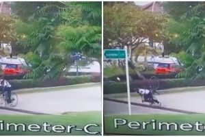 Pesepeda jatuh usai ban tersangkut penutup saluran