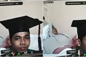 Temani ibunya yang sakit, momen pria wisuda online ini bikin haru
