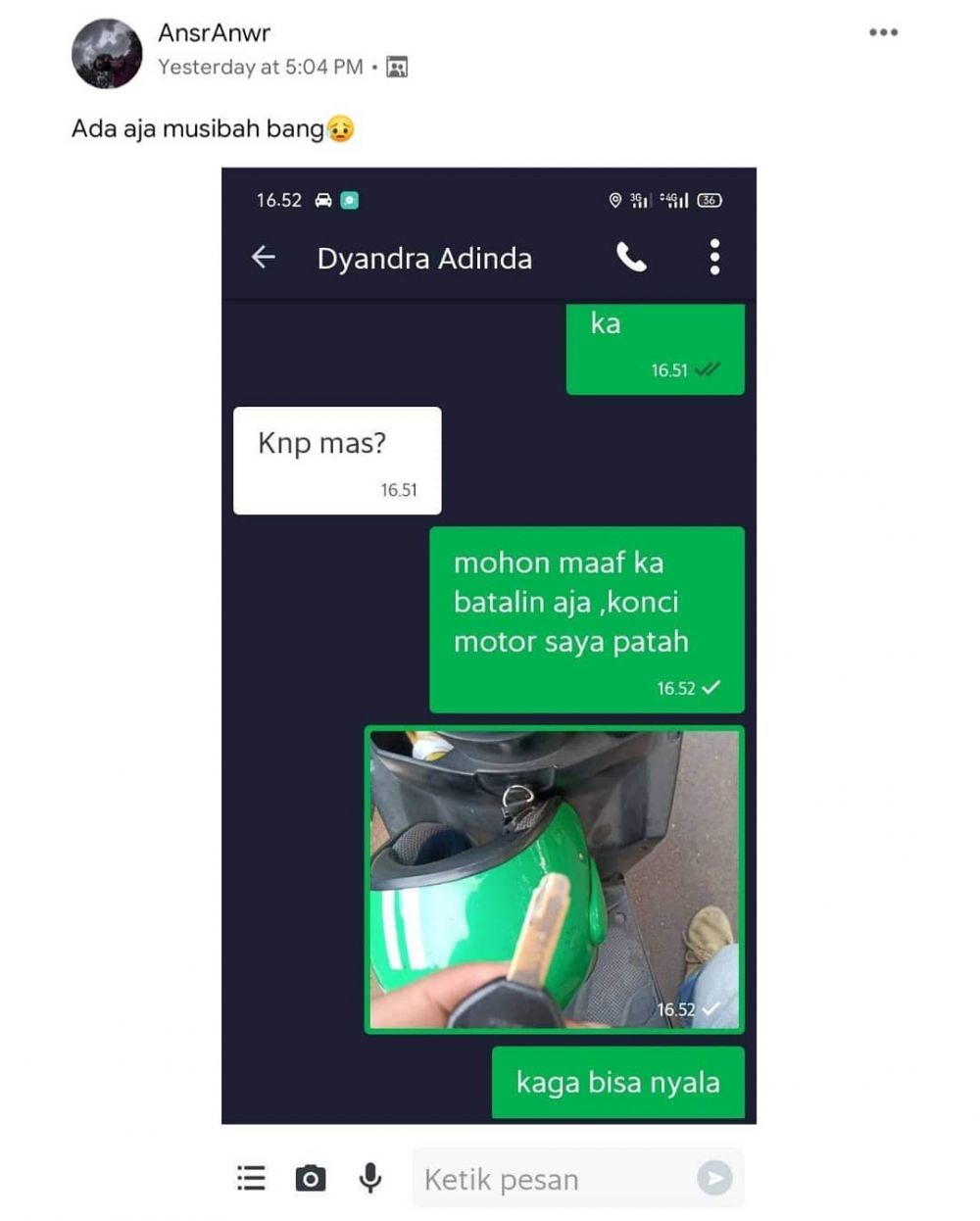 10 Chat driver ojek online dan penumpang pakai gambar ini kocak