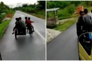 Viral rombongan anak kecil naik gerobak di jalan raya, endingnya apes