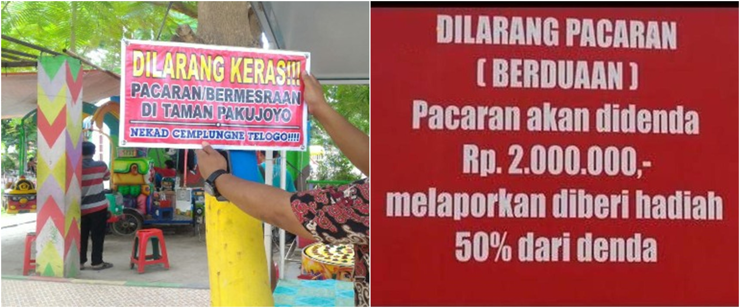 9 Spanduk dilarang pacaran ini bikin jomblo senyum jahat