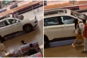 Viral perempuan parkir mobil di dalam mal, bikin heboh